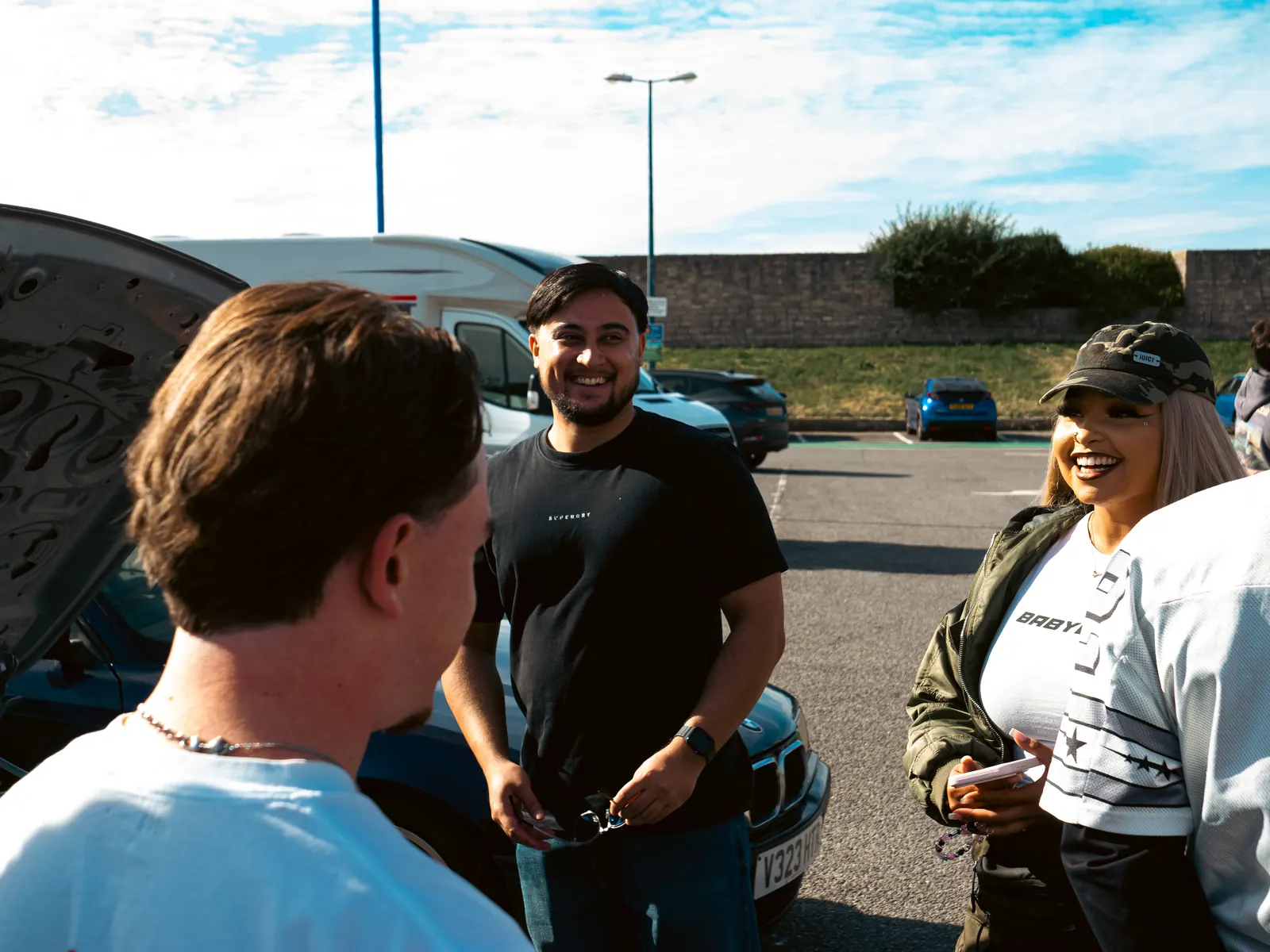 All smiles in the afternoon car park