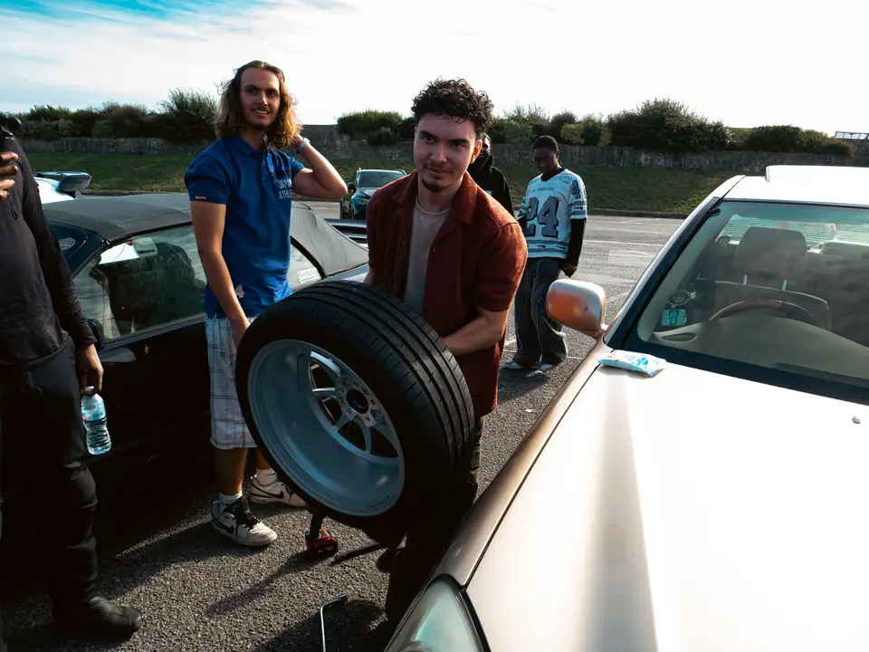 Carrying a fresh wheel over to the gold Lexus LS
