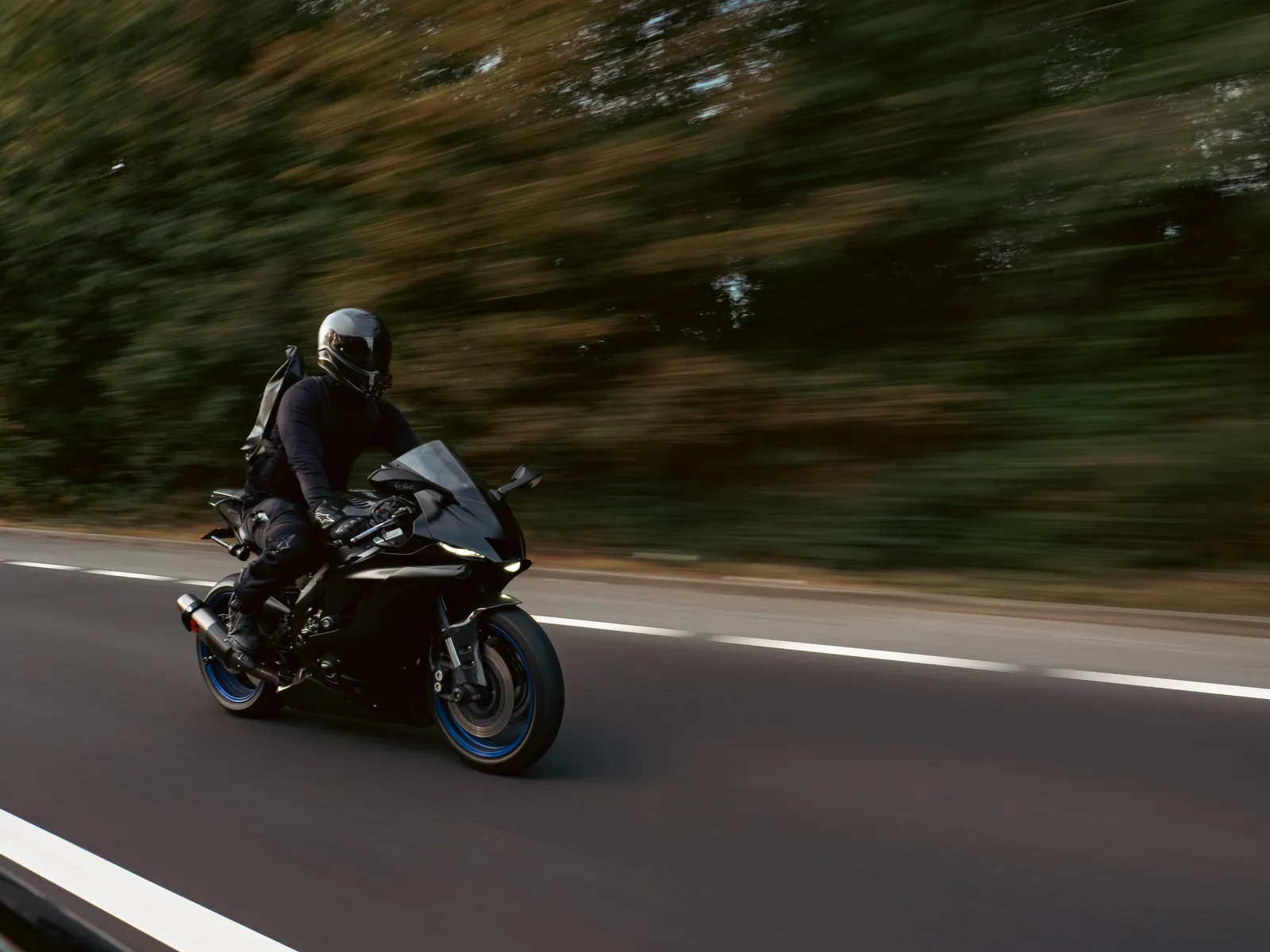 Sports bike in the evening blue