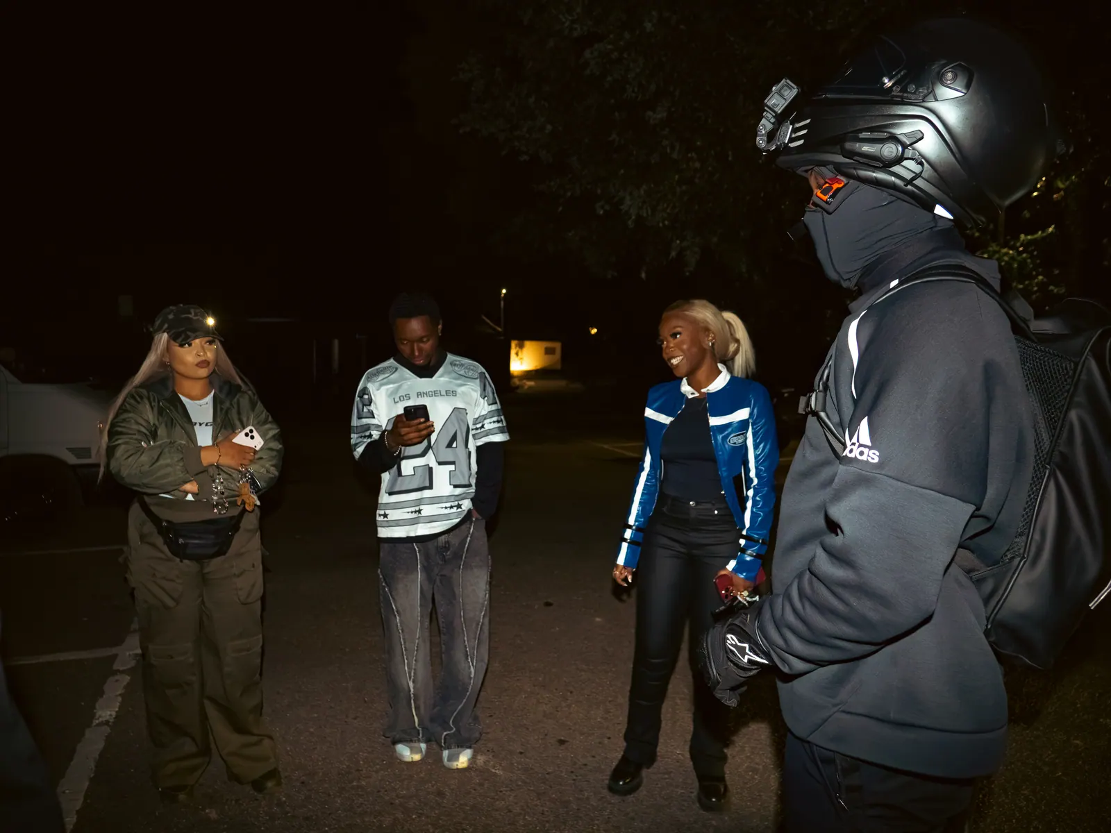 Late-night line-up in the car park